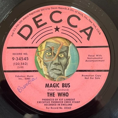 HEAR The Who 45 Magic Bus DECCA 9-34545 promo pink label - Image 1 of 2