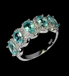 Beautiful Natural IF-VVS Apatite Gemstone 925 Sterling Silver Ring Size 6 - Picture 1 of 3