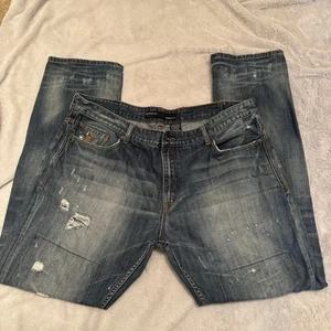 Pantalones de mezclilla desgastados calce recto Rocawear para hombre W40 bolsillo con solapa Y2K ropa de calle - Imagen 1 de 13