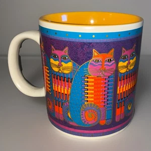 2014 Laurel Burch Colorful Funky Cat Mug with 8 Different Cats 4"H - Picture 1 of 7