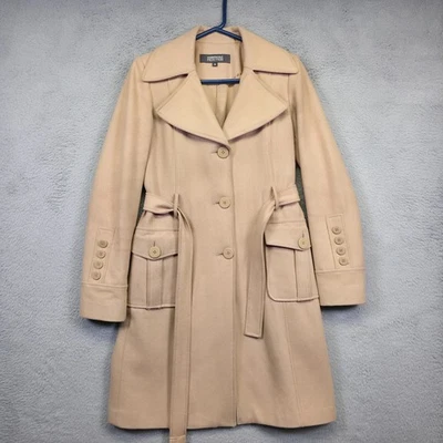 Kenneth Cole Reaction Trench Coat Womens 8 Beige Wool Preppy Business Old Money - Image 1 of 4