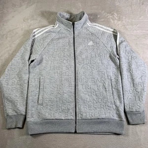 Chaqueta Adidas Para Hombre Grande Gris Tres Rayas Cremallera Completa Camiseta Atlética Spellout - Imagen 1 de 14