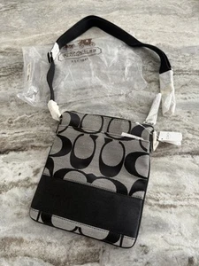NWT Coach Signature Black/White Fabric Crossbody/Shoulder Bag, Adjustable Strap - Picture 1 of 15