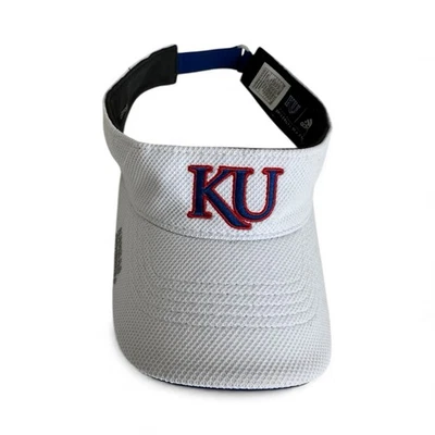 Adidas KU Kansas University Jayhawks Visera Gancho Ajustable Lazo Nuevo Sin Etiquetas Blanco Foto 1 de 4