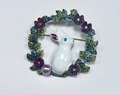 HEIDI DAUS  "Easter Bunny" Floral Pin Brooch - Image 1 of 2
