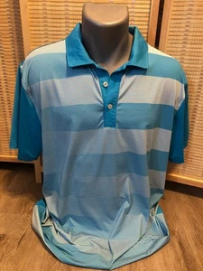 Polo Puma Golf SS para hombre azul y blanco a rayas grande L (H479) - Imagen 1 de 9