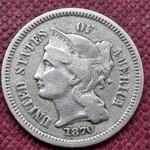 1870 Three Cent Piece 3c Nickel Better Grade #92845 - Picture 1 of 2