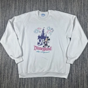 Felpa girocollo Disneyland vintage anni 90 donna XL l'originale bianca DIFETTI - Foto 1 di 16