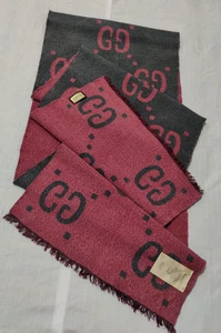 Authentic Gucci scarf shawl GG Logo Wool Silk Stole multicolor Muffler Italy tag - Picture 1 of 20