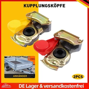 Druckluft Anschluss Set M16 Rot Gelb mit Ventil für LKW Traktor Anhänger Metall - Bild 1 von 10