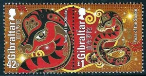 GIBRALTAR 2013 CHINA AÑO DE SERPIENTE MNH ** ASTRONOMÍA, REPTILES - Imagen 1 de 1