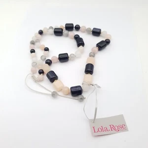 Collar de piedras preciosas Lola Rose piedra dorada azul y cuarzo rosa gris melocotón ajuste largo - Imagen 1 de 7