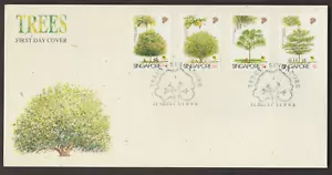 (SF203)MALAYSIA SINGAPORE 1996 TREES SET 4V ON FDC. ISC CAT RM 17 - Picture 1 of 1