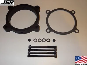 11-17 Mustang GT 5.0 Throttle Body Intake Spacer Plate 85mm Nitrous NPT BLACK - Picture 1 of 2