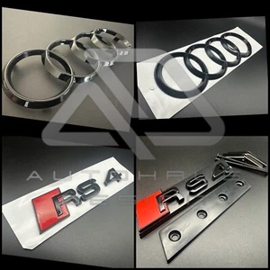 Gloss Black Badge Full Set Front And Rear Rings Fits Audi RS4 B8 B8.5 - Picture 1 of 1