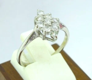 .26 ctw Diamonds Round Cut 14k White Gold Cluster Ring Size 7.75 - Picture 1 of 5