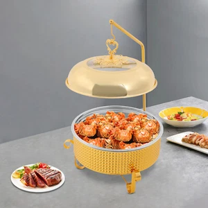 Chafing Dish Buffet Set Gastronomie Speisenwärmer 10,57 Quart Runde Chafing Dishes Gold - Bild 1 von 17