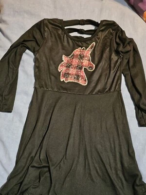 btween girls dress, Black, Distressed Unicorn Sequins, 6/6x - Image 1 of 4