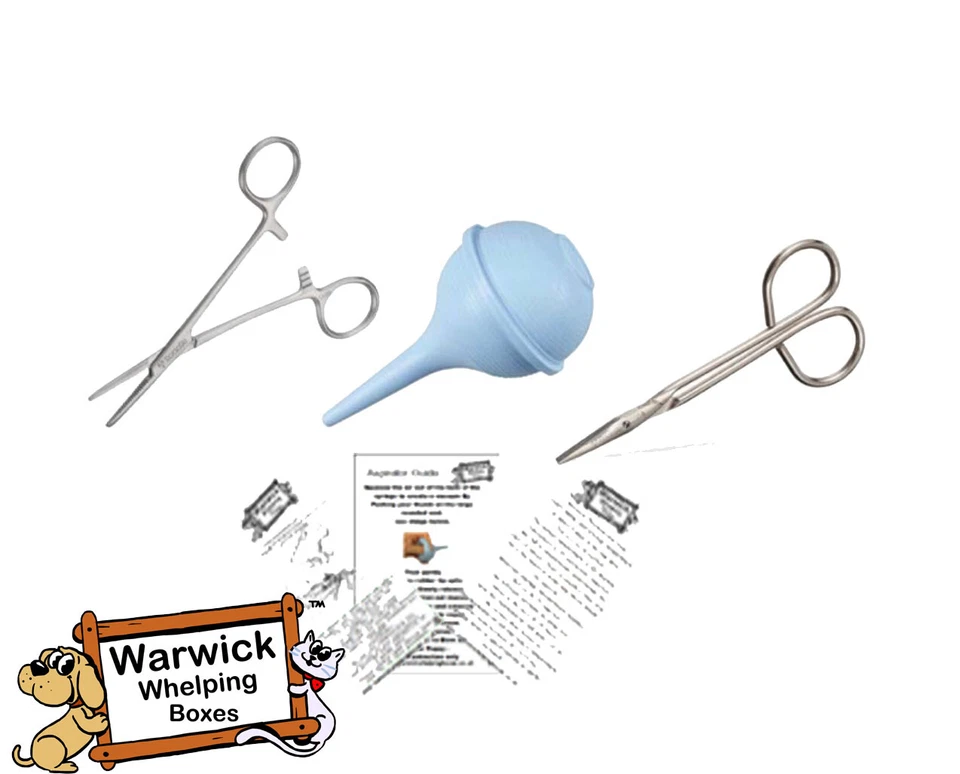 Sterile Scissors Forceps & Aspirator Budget Refill Whelping kit Essential