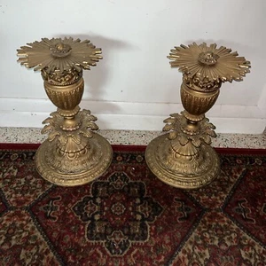 MCM Hollywood Regency Rococo Style Gold Gilt Cast Metal Side Table Bases Superb! - Picture 1 of 10
