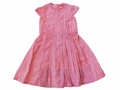 Vestido de verano plisado rosa aceitoso y naranja para niñas talla 128 8 años Foto 1 de 4