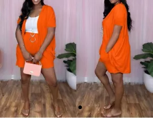Orange 2 Piece Short Set Outfit Size 2X - Picture 1 of 1