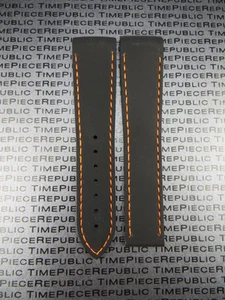 20mm 22mm Rubber Strap Deployment Watch Band Curve Edge Black for OMEGA Orange M - Picture 1 of 7