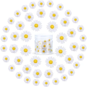 50 Pcs Flatback Resin Daisy Flowers Daisy Flower Epoxy Beads Charms Mini Decorat - Picture 1 of 12