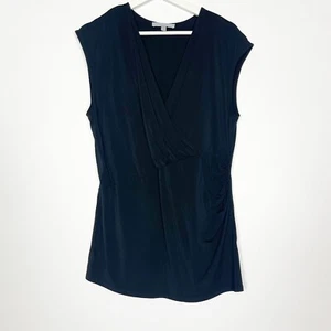Classiques Entier Women's Top Blouse Size XL Black Wrap Rayon Jersey Sleeveless - Picture 1 of 6