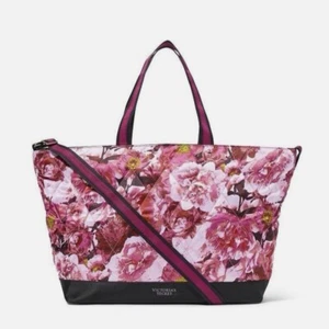 Victoria's Secret Pink Floral Flower Quilted Nylon Weekender Tote Bag NWT - Picture 1 of 13