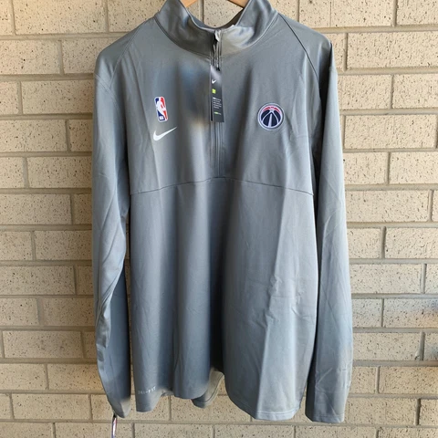 Nike NBA Washington Wizards Coaches Performance LS Polo - Grey- Medium-TALL -NWT Cover