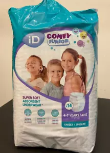 iD Comfy Junior Super Soft Absorbent Underwear - 4-7 Years - 4 Pack of 14 - Picture 1 of 3