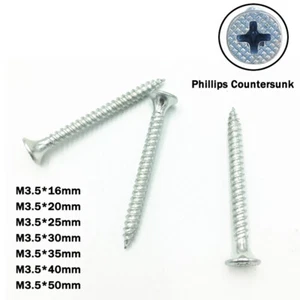 M3.5*16-50mm Phillips Countersunk Flat Head Self Tapping Wood Screws Galvanized - Picture 1 of 9