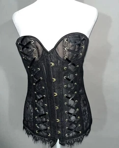 NWT Adore Me Black Bustier LACE UP CORSET Size L Lingerie - Picture 1 of 4