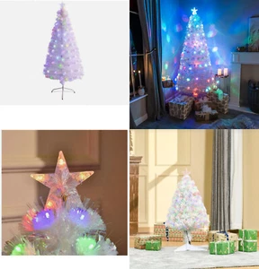 Fibre Optic Christmas Tree XMAS LED Lights Pre Lit Star Color Changing White - Picture 1 of 20