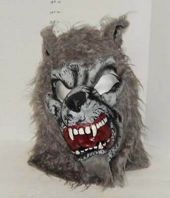 Werewolf Mask Adult Costume Cosplay Halloween Gray Rubber Hairy - Image 1 of 4
