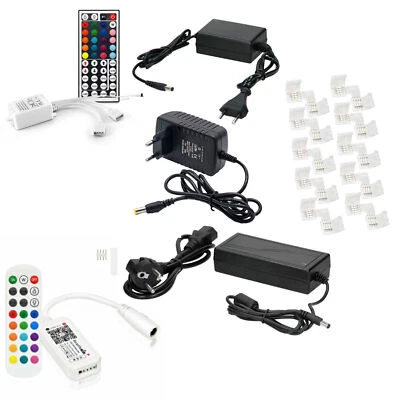 RGB LED STRIP TRAFO NETZTEIL FERNBEDIENUNG 24/44 TASTEN VERBINDER VERSTÄERKER - Bild 1 von 4