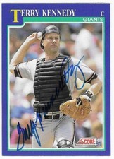 TERRY KENNEDY 1991 SCORE AUTOGRAPHED SIGNED # 548 SAN FRANCISCO GIANTS