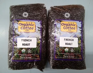 Lot of 2 - The Organic Coffee Co. Whole Bean Coffee French Roast 2lb BB 10/25 - Picture 1 of 3