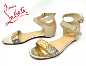 Christian LOUBOUTIN ~ Real snakeskin flat sandals ~ US: 9 ; EU: 39 * AUTHENTIC - Picture 1 of 16