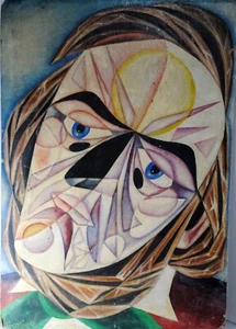 tableau HSC PORTRAIT WAGNER CUBISTE 75x53 sign 1962 style Gris Metzinger Gleizes - Imagen 1 de 15