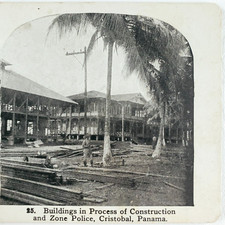 Cristobal Panama Construction Stereoview c1915 Colon Police Street Card C1313