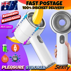 Auto Telescopic Male Masturbator Thrusting Pussy Blowjob Stroker Cup Men Sex Toy - Picture 1 of 21