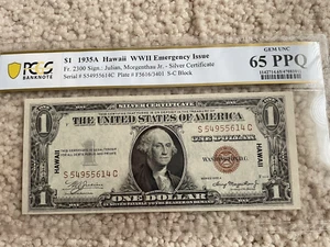 1935A $1 Hawaii SILVER CERTIFICATE FR. 2300 PCGS 65 PPQ #S54955614C - Picture 1 of 2