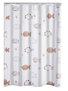 RIDDER Duschvorhang Textil Fishes 180x200cm braun Textilvorhang Polyestervorhang - Bild 1 von 6