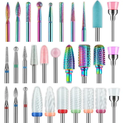 Brocas para uñas de 30 piezas, brocas de cerámica de 3/32 pulgadas para juegos de uñas, Cutícula Efile Carbi Foto 1 de 4