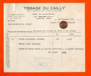 LE HOULME ( 76 ) TISSAGE DU CAILLY/ FACTURE 1952 - Picture 1 of 1