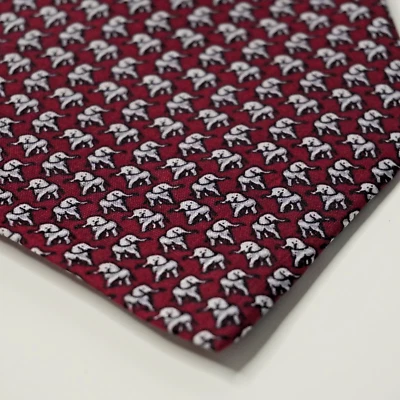 Vintage Elephant Novelty Print Neck Tie 100% Silk Dad Gift Red Retro VTG 4" Wide - Image 1 of 4