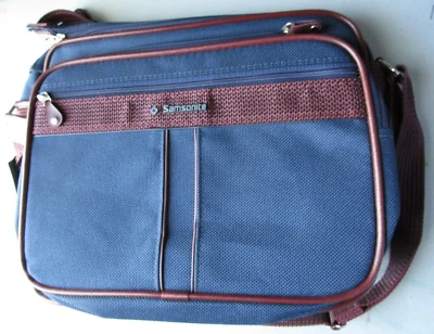 Bolsa carteiro SAMSONITE silhueta 4 transporte viagem durante a noite laptop lona azul - Imagem 1 de 4
