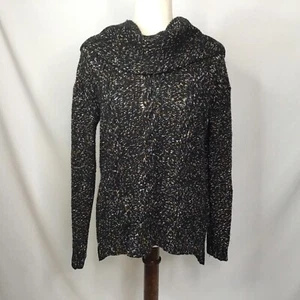 Maglione Kensie taglia media collo cappuccio marmorizzato maglia cavo morbido multicolore nero - Foto 1 di 11